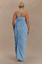 Micaela Chiffon Gathered Maxi Dress - Alaskan Blue
